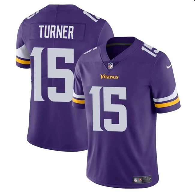 Youth Minnesota Vikings #15 Dallas Turner Purple 2024 Draft Vapor Untouchable Limited Stitched Jersey Dzhi